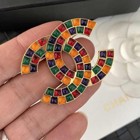 Chanel Multicolor Logo Brooch - Picture 1 of 5